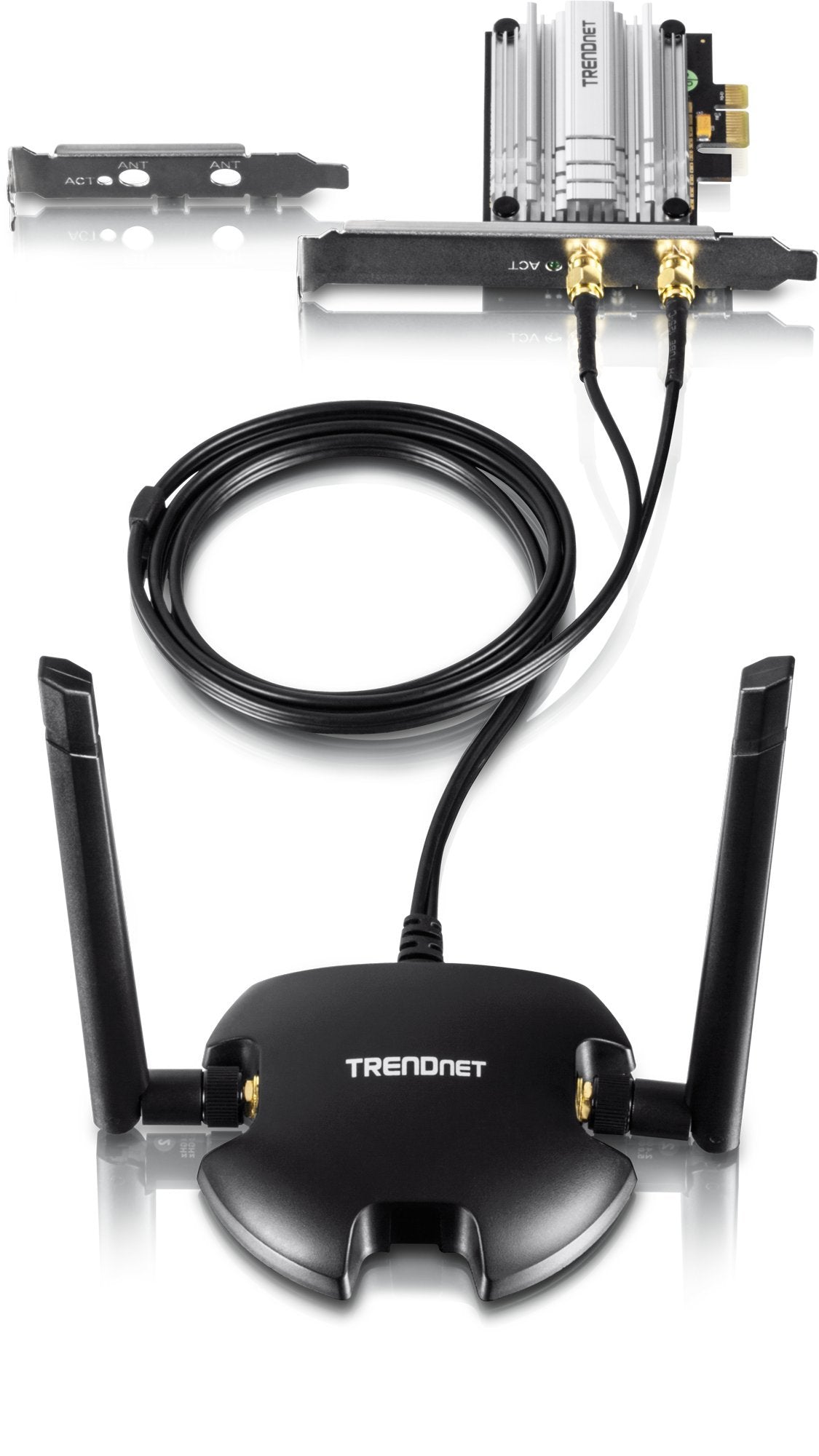 TRENDnet AC1200 High Power Long Range Wireless Dual Band PCIe Adapter, TEW-807ECH, 1M (3.3ft) Extension Cable, Magnetic Mounting Base, High Power