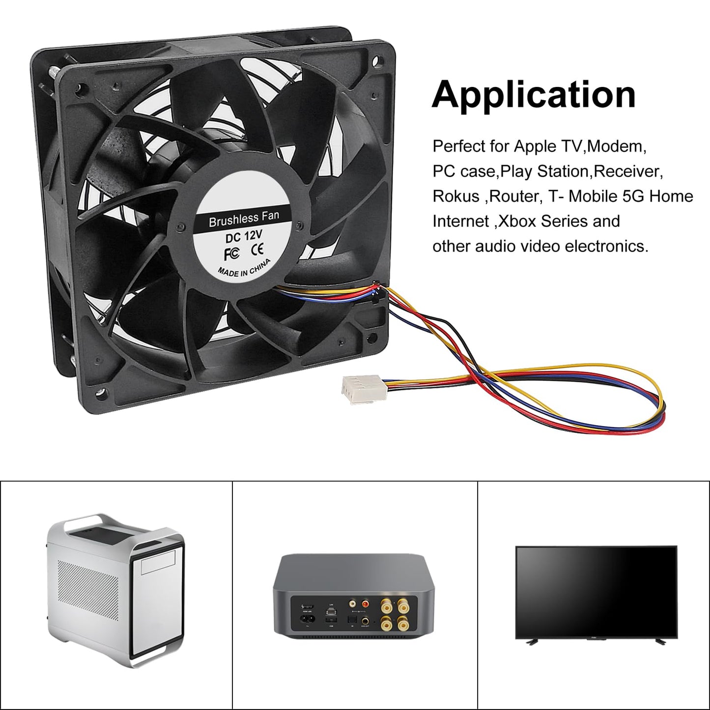 2Pack 12038 120mm x 38mm PWM Computer PC Case Fan 12V 4pin 5300rpm High Airflow Duall Ball DC Brushless Cooling Fan PC Computer CPU Case Miner Exhaust