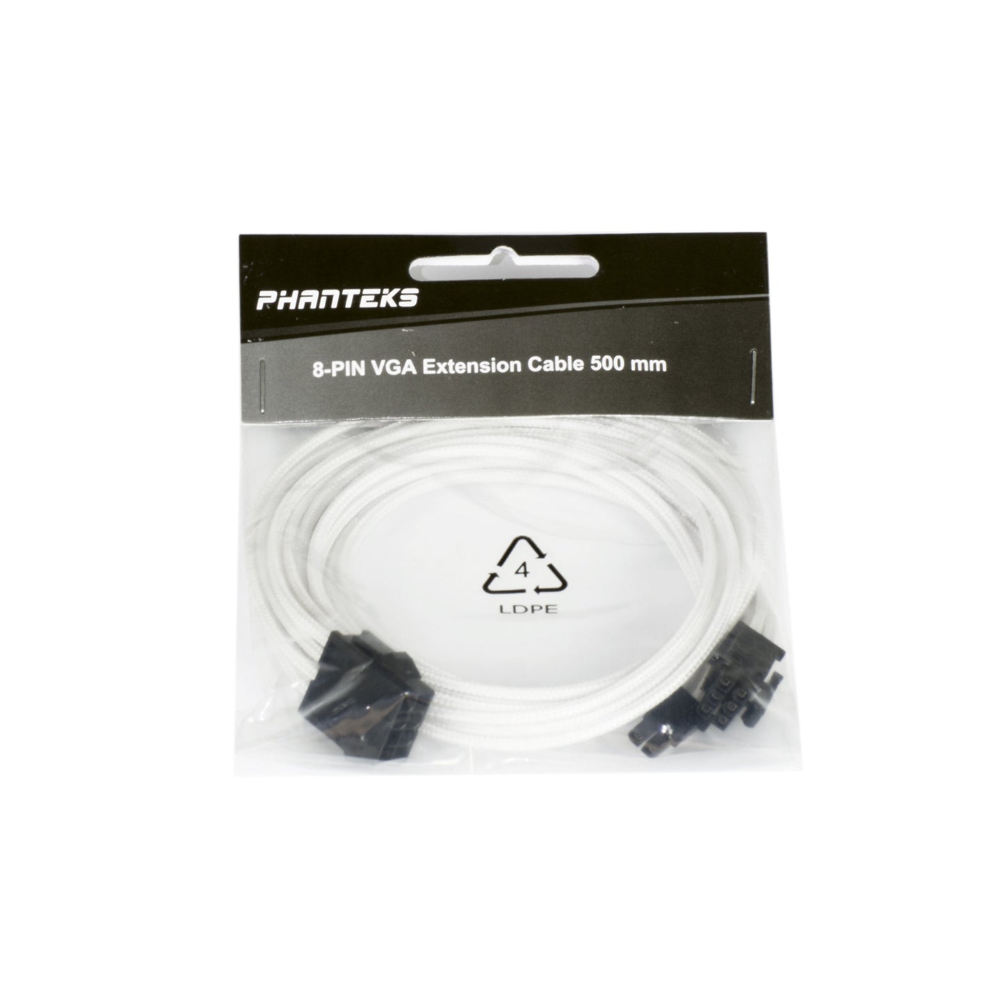 Phanteks 8 to 8 (6+2) Pin VGA Premium Sleeved Extension Cable 19.68" Length, White(PH-CB8V_WT)