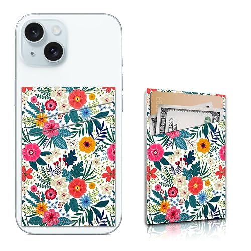 Aeltrp Phone Card Holder, Dual Pocket Leather Phone Wallet Adhesive Stick On, Cute Card Holder, Credit Card Holder for Phone Case Compatible with Most