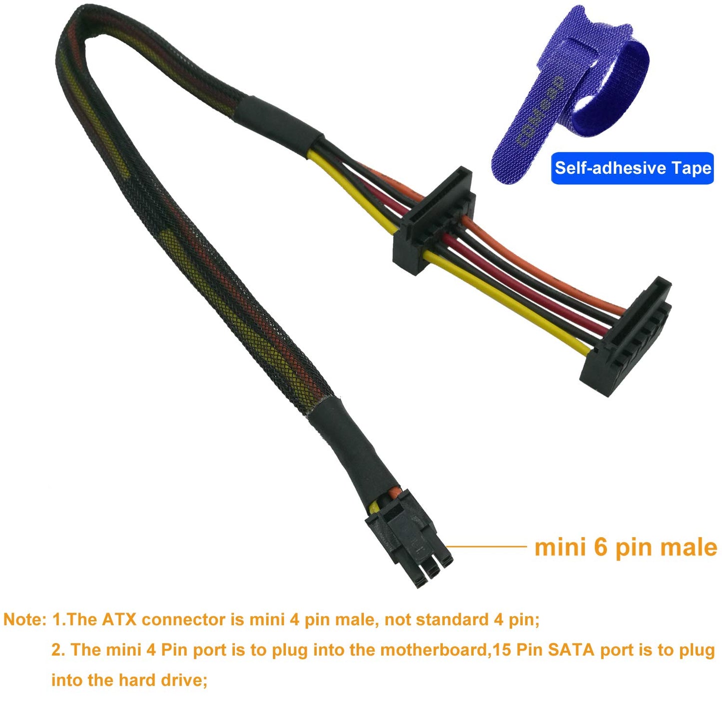 COMeap SATA Power Cable for Dell Inspiron 3653 3650 Series, Right-Angle SATA 15 Pin x2 to Mini 6 Pin ATX Adapter Compatible Part No. GP2JM