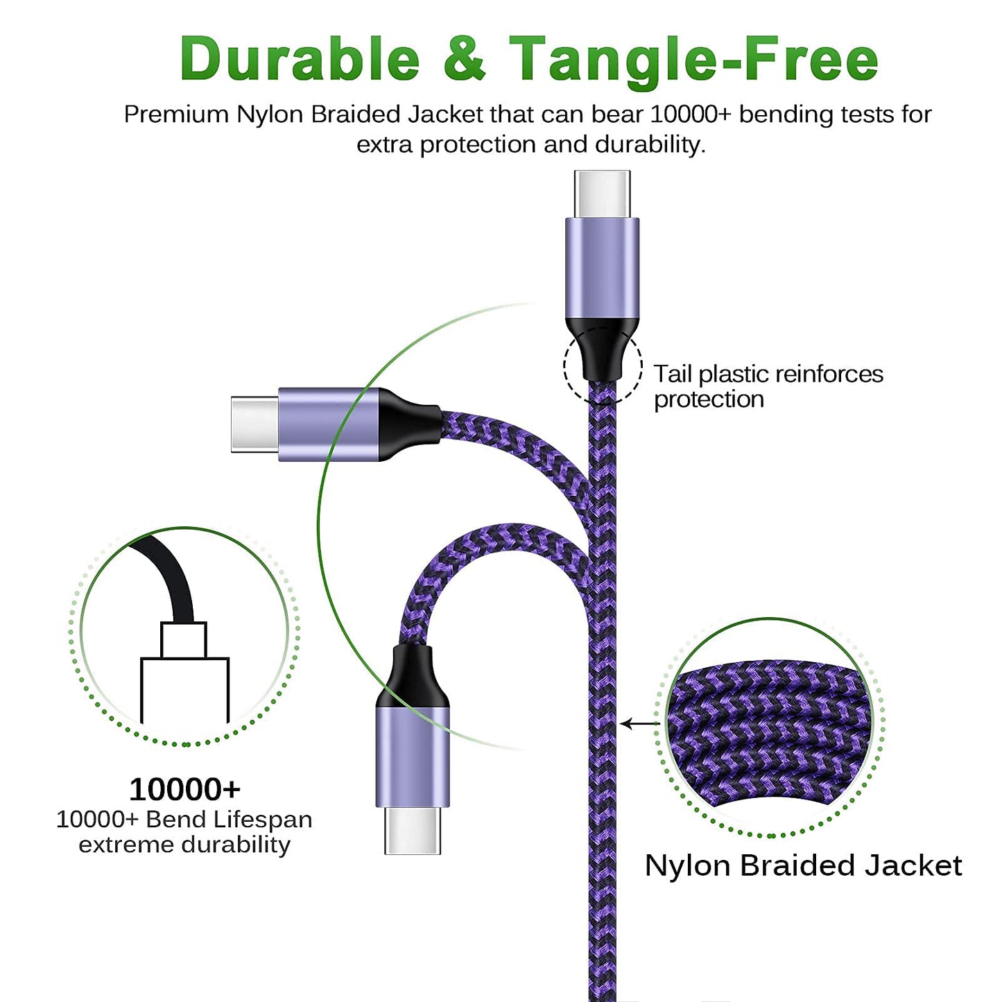 USB C Charger Cable Fast Charging Cord 3PC for Samsung Galaxy A17 A16 A15 5G/A35/S25Ultra/A54/S24FE/A14/A13/A53/S23/S21,iPhone 17 16 15,Pixel 10 Pro