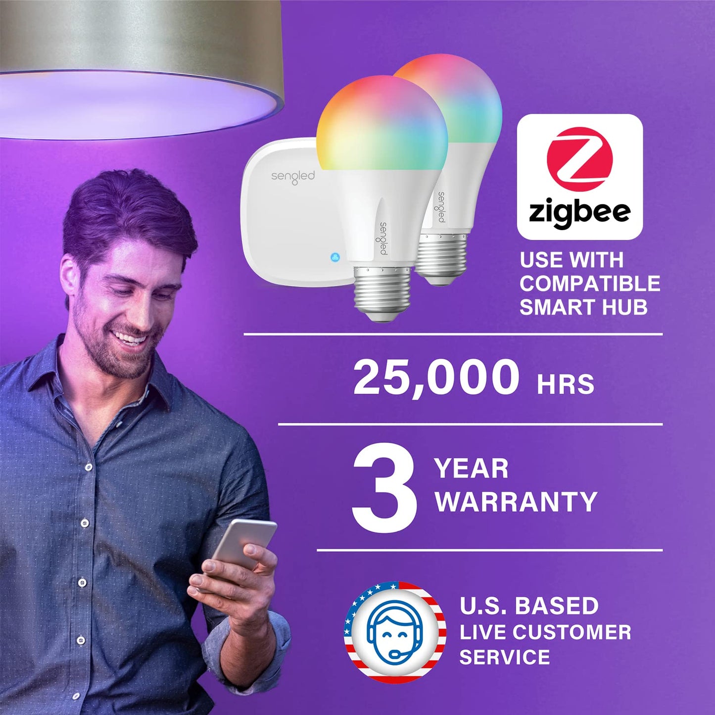 Sengled Smart Light Bulb Starter Kit, Smart Bulbs that Work with Alexa, Google Home, Color Changing Light Bulb, Alexa Light Bulbs, A19 E26 Dimmable