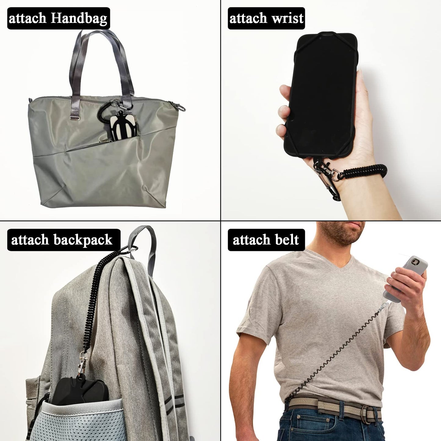 Prime Comfort Phone Tether with 2 Patch and Silicone Phone Holder,2 in 1 iPhone Lanyard Tether with Carabiner Clip for Anti-Drop,Fits Most Cell Phones