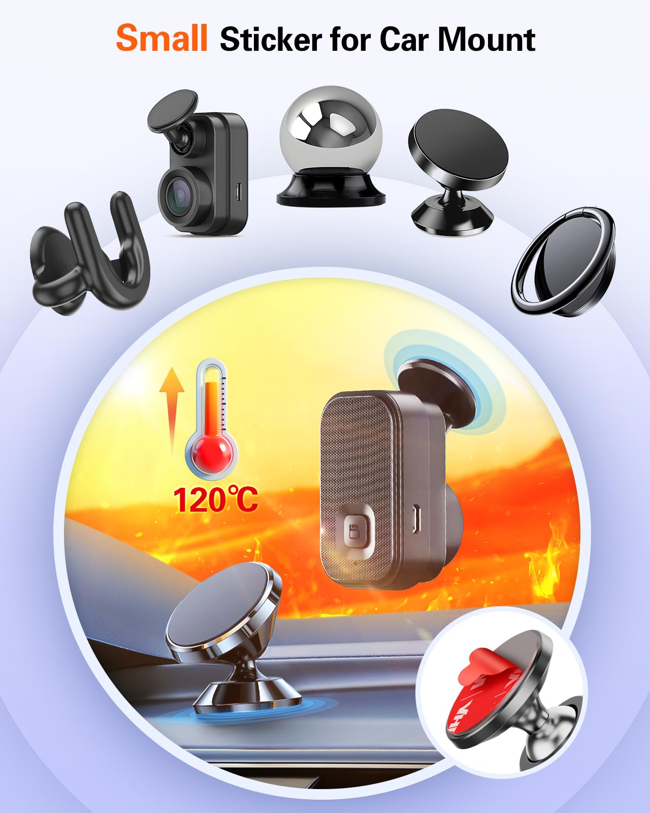 volport Extra Tape Super Sticky Adhesive Replacement and Phone Magnet Sticker Disc for Reusing Grip Stand Socket Base, Circle Double Sided Car Mount