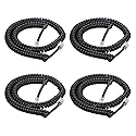 Vthahaby 4 Pack Coiled Wire 8Ft Uncoiled / 1.4Ft Coiled Landline Phone Handset Cable 4P4C Telephone Accessory Black