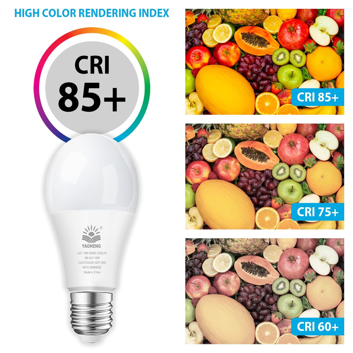 YAOHENG A21 LED Light Bulb, 150 Watt Equivalent LED Bulbs, 19W 5000K Daylight, 2300 Lumens, Non-Dimmable, E26 Base, Super Bright Light Bulb Indoor