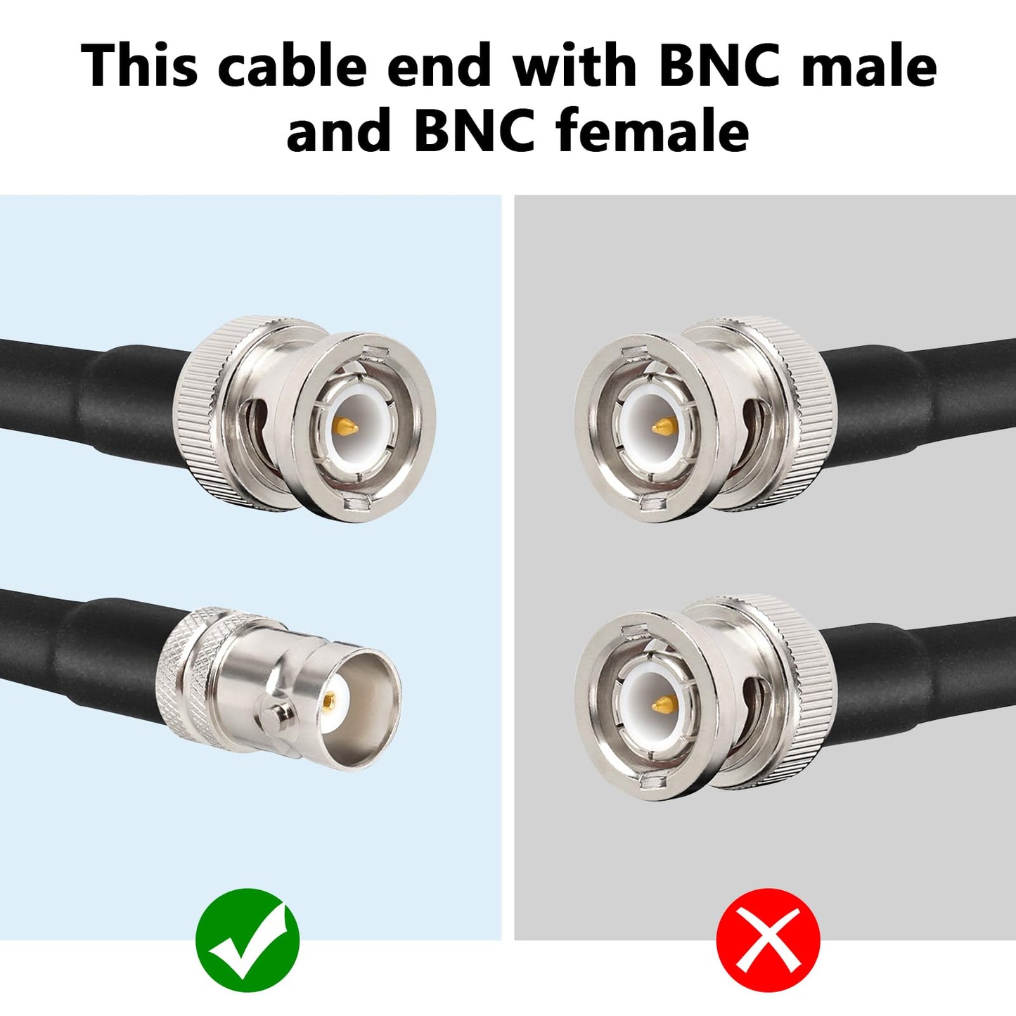 MOOKEERF BNC Male to BNC Female Coaxial Cable 50 ohm RG8X Coax Ultra Low Loss for Antenna, RF Radio, Modem, Oscilloscope, Spectrum, Analyzer, Signal…
