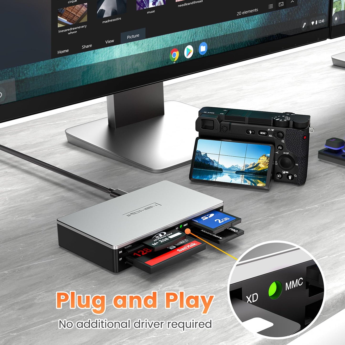 SmartMedia Card Reader Writer All-in-1 USB Universal Multi Card Adapter Slim Hub Read Smart Media, xD, SD, SDHC, SDXC, UHS-I, MMC, MS Pro Duo, CF, MD