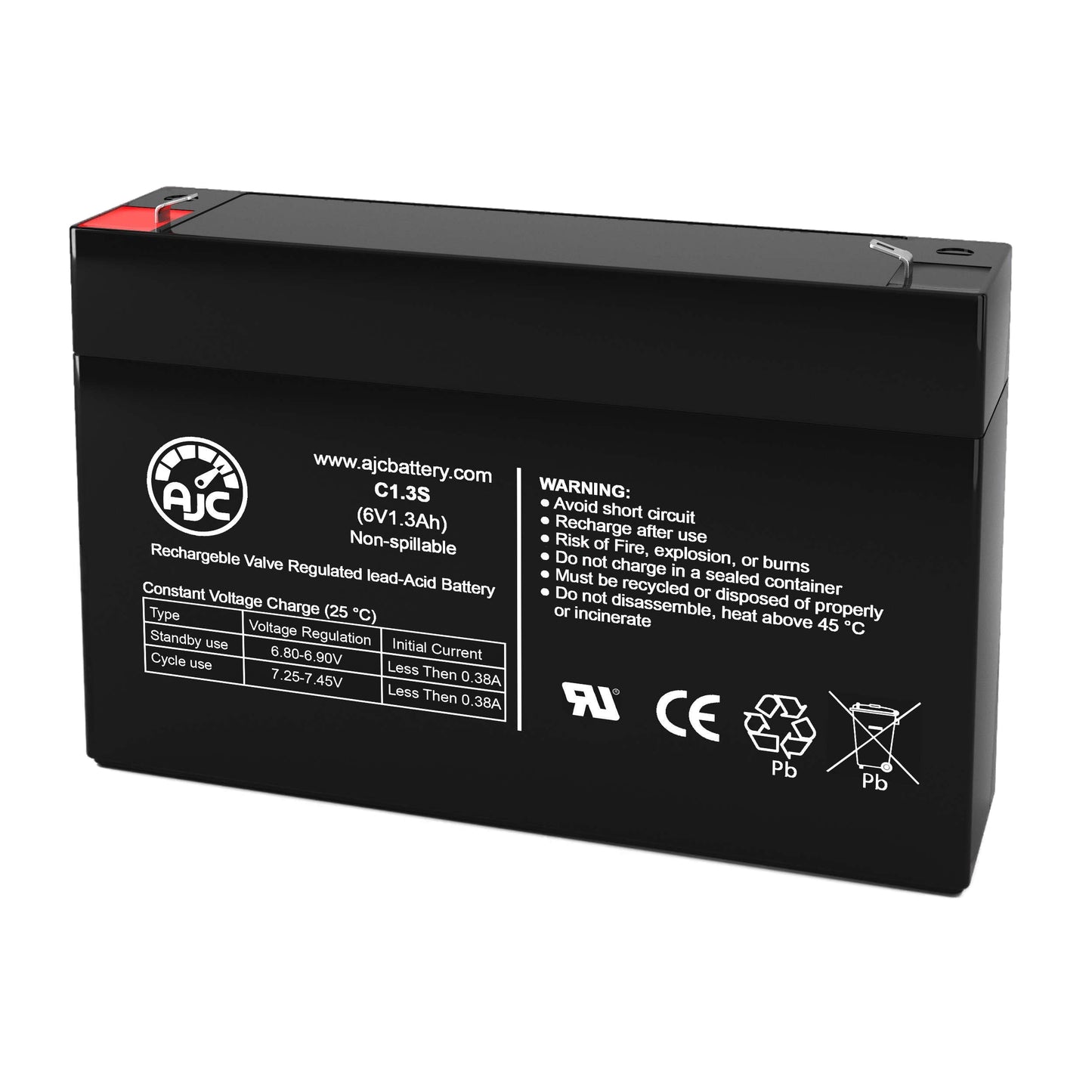 AJC Battery Compatible with Toyo 3FM1.3 6V 1.3Ah Sealed Lead Acid Battery