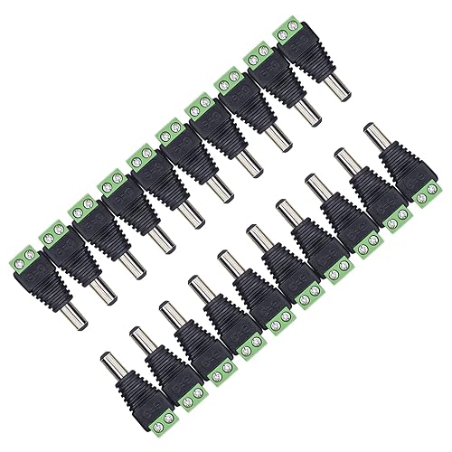 UltraPoE 40-Pack Male DC 12V 5A Barrel Plug Connector 5.5mm x 2.1mm,Power Adapter Jack for Led Light Strip CCTV Security Camera Monitoring Cable Wire