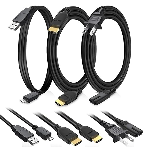 BRENDEZ Replacement Set of Cables,- HDMI Cable 8K with Ethernet Male to Male + USB Cable + Power Cord Compatible with Sony PlayStation 4 Pro