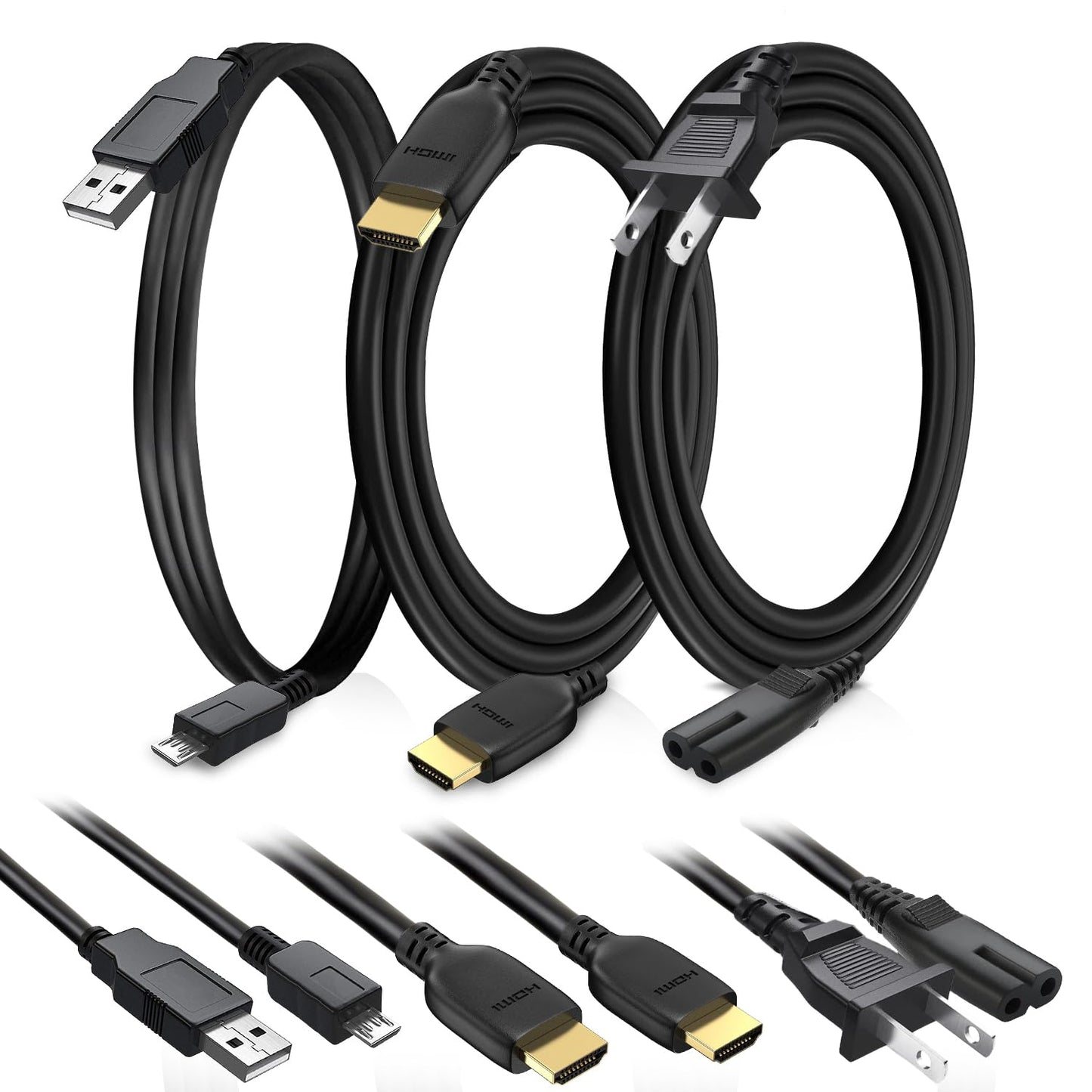 BRENDEZ Replacement Set of Cables,- HDMI Cable 8K with Ethernet Male to Male + USB Cable + Power Cord Compatible with Sony PlayStation 4 Pro