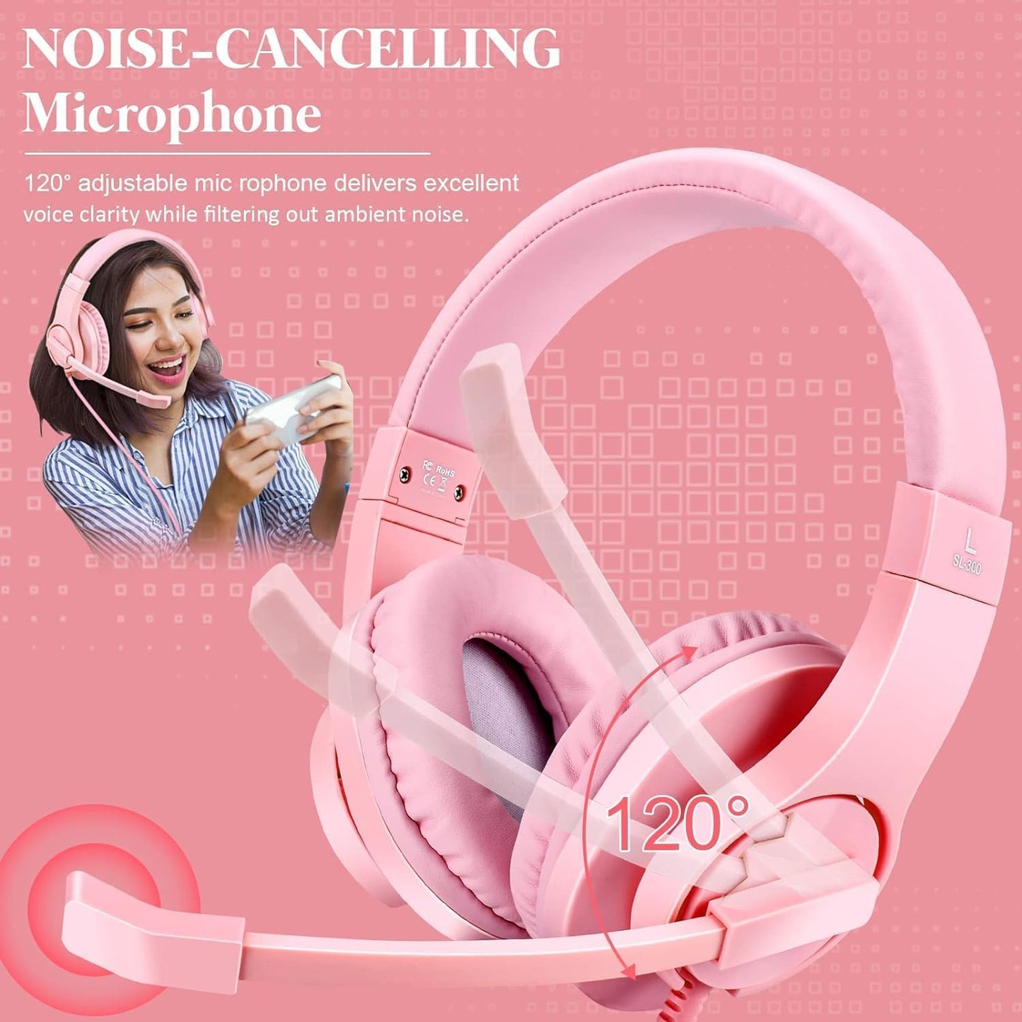 DIWUER Gaming Headset for Xbox One, PS4, PS5, Nintendo Switch, Bass Surround and Noise Cancelling 3.5mm Over Ear Headphones with Mic for Laptop PC