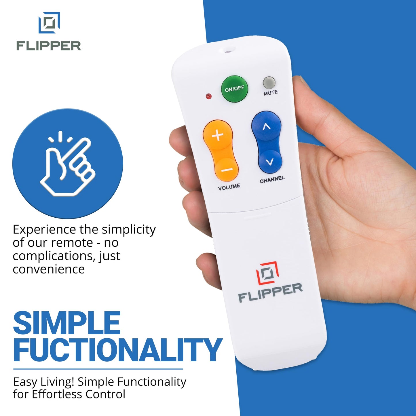 Flipper Big Button Universal TV Remote for Seniors, Dementia - Works Both TV Only or TV & Cable (STB) Set Up - Favorites, IR Devices Spectrum
