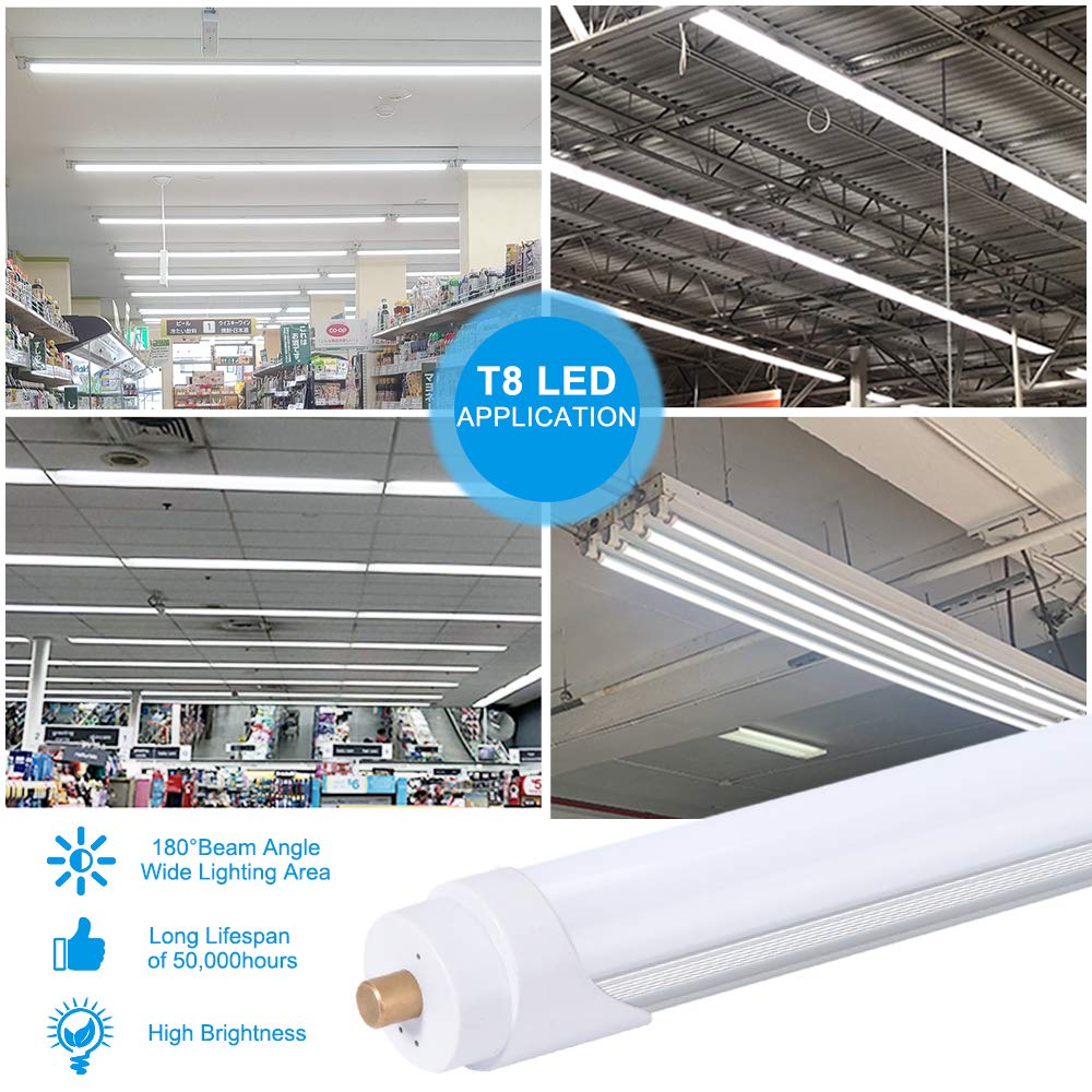 ONLYLUX 8ft LED Bulbs,12 Pack 45W 5400LM, 6000k, Milky Cover
