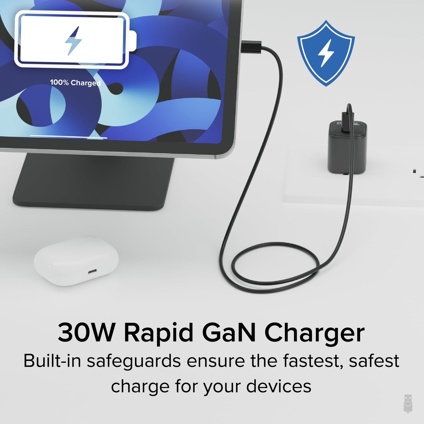 Plugable 30W USB-C GaN Charger - MagSafe-Compatible, Fast Charging for iPhone, iPad, Galaxy & USB-C Devices - IT Deployment, Business Travel & Remote