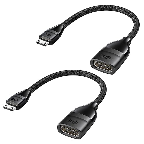 Cable Matters 2-Pack 8K@60Hz / 4K@240Hz Mini HDMI to HDMI Adapter - 6 Inches, with HDR Support for Raspberry Pi Zero and More
