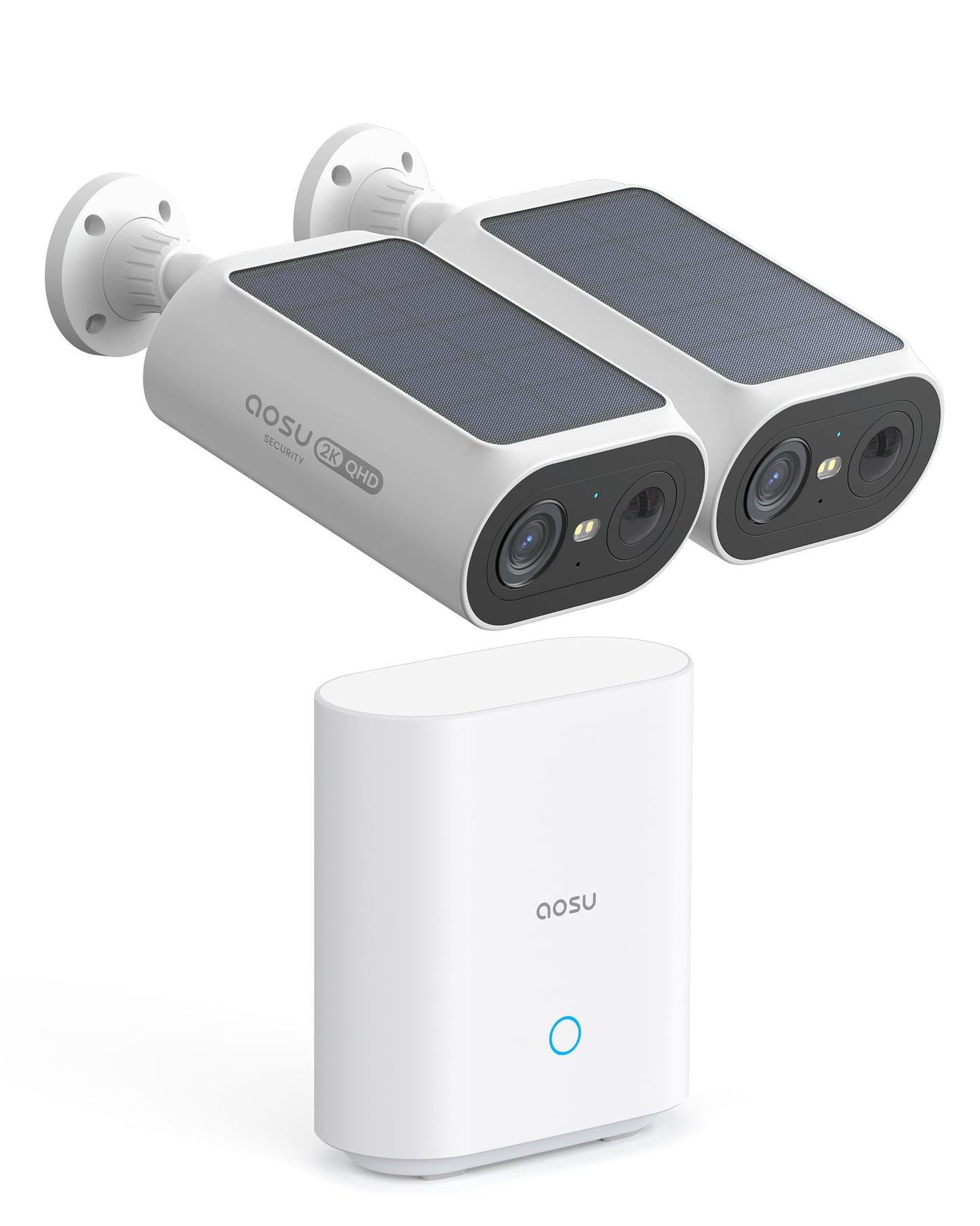 aosu Solar Security Cameras Wireless Outdoor, 2Mins DIY Installation, No Subscription Required Cameras for Home Security System, Local Storage, 2K
