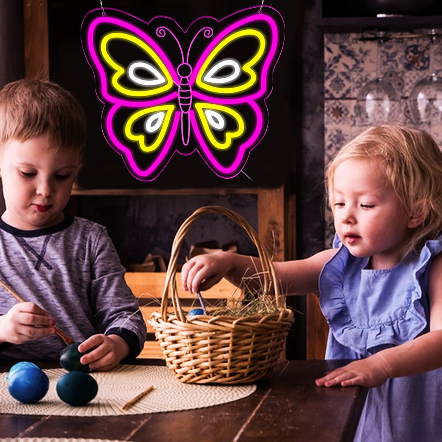 Butterfly Neon Sign for Wall Decor,Led Lights for Party Decorations,Dimmable Butterfly Wall Decor, Neon Sign for Girls Bedroom Bar Wedding Birthday