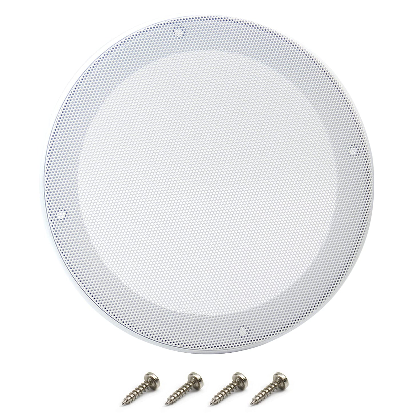 Fielect 4Pcs 6.5" Speaker Grill Cover White SubWoofer Grill Cover Decorative Circle Woofer Guard Protector Audio Accessories with 16 Screws