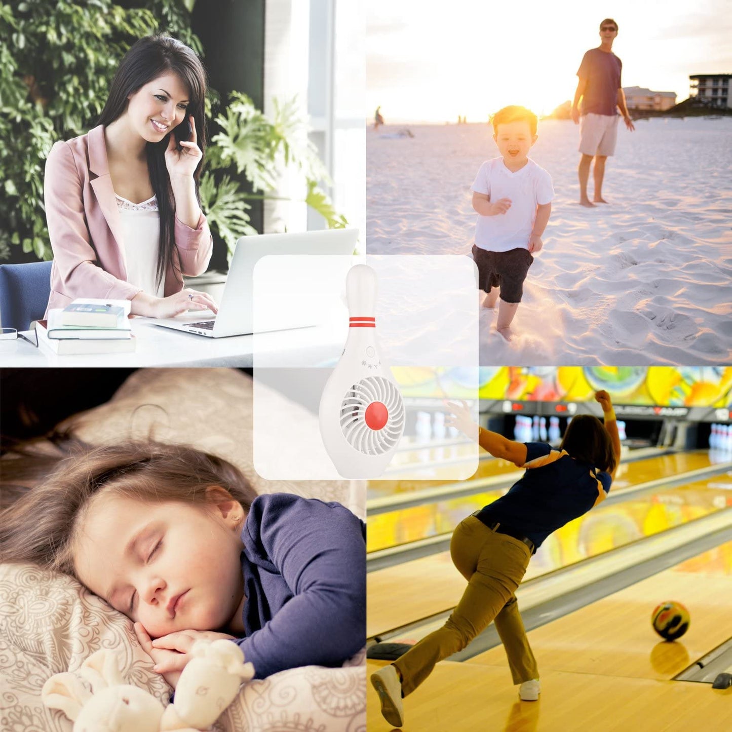 AUOTO Handheld Portable Fan Bowling Pin Shaped Mini Small Personal USB Rechargeable Fan with 3 Speed Settings for Home Office Sports Travel