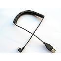 Choojialiy 1.5M Retractable Micro USB Cables, USB to Micro USB Sync Charging and Data Transfer Spring Coiled Cord for Micro USB Devices (Right)
