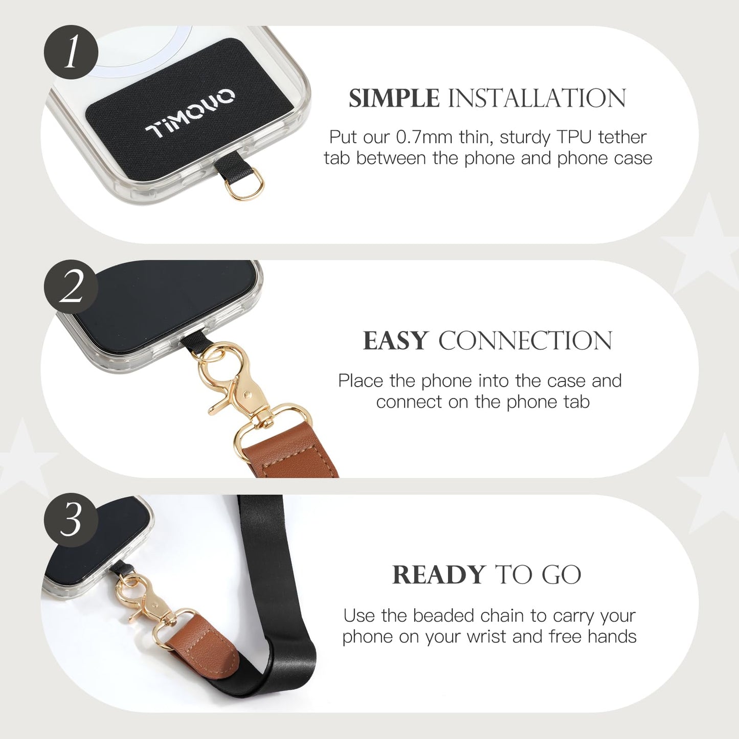 TiMOVO Phone Lanyard Crossbody Wrist Strap, Adjustable Anti-Theft Phone Strap for All Phone Case, Universal Cell Phone Neck lanyard for Women and Men