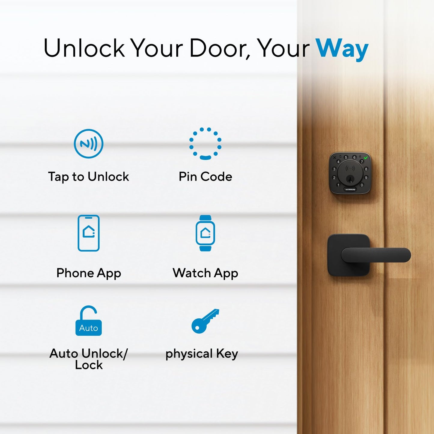 ULTRALOQ Bolt NFC Smart Lock, Tap to Unlock with Apple Home Key and Android NFC, Built-in WiFi Deadbolt, App Remote Control, Auto Lock, Works
