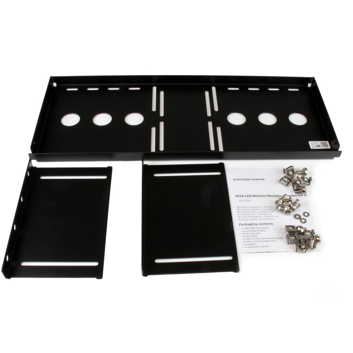 StarTech.com 4U Universal VESA LCD Monitor Mounting Bracket for 19-inch Rack or Cabinet - TAA Compliant - Cold-Pressed Steel Bracket (RKLCDBK)