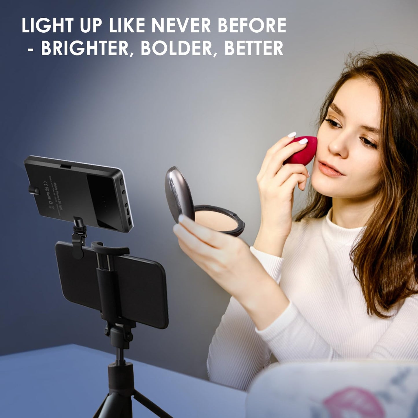 Selfie Light Portable Phone Light, Eagerey 60 LED Rechargeable Fill Lights with Front & Back Clip, CRI 95, 3 Modes, Clip on Lights for TikTok