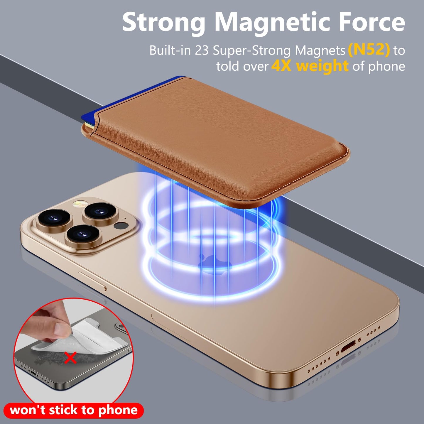 Homstect Compatible with MagSafe Wallet, Magnetic Phone Wallet 3 Cards Holder, 23 Magnets, Credit Card RFID Blocking, Slim Leather, Magnetic Wallets