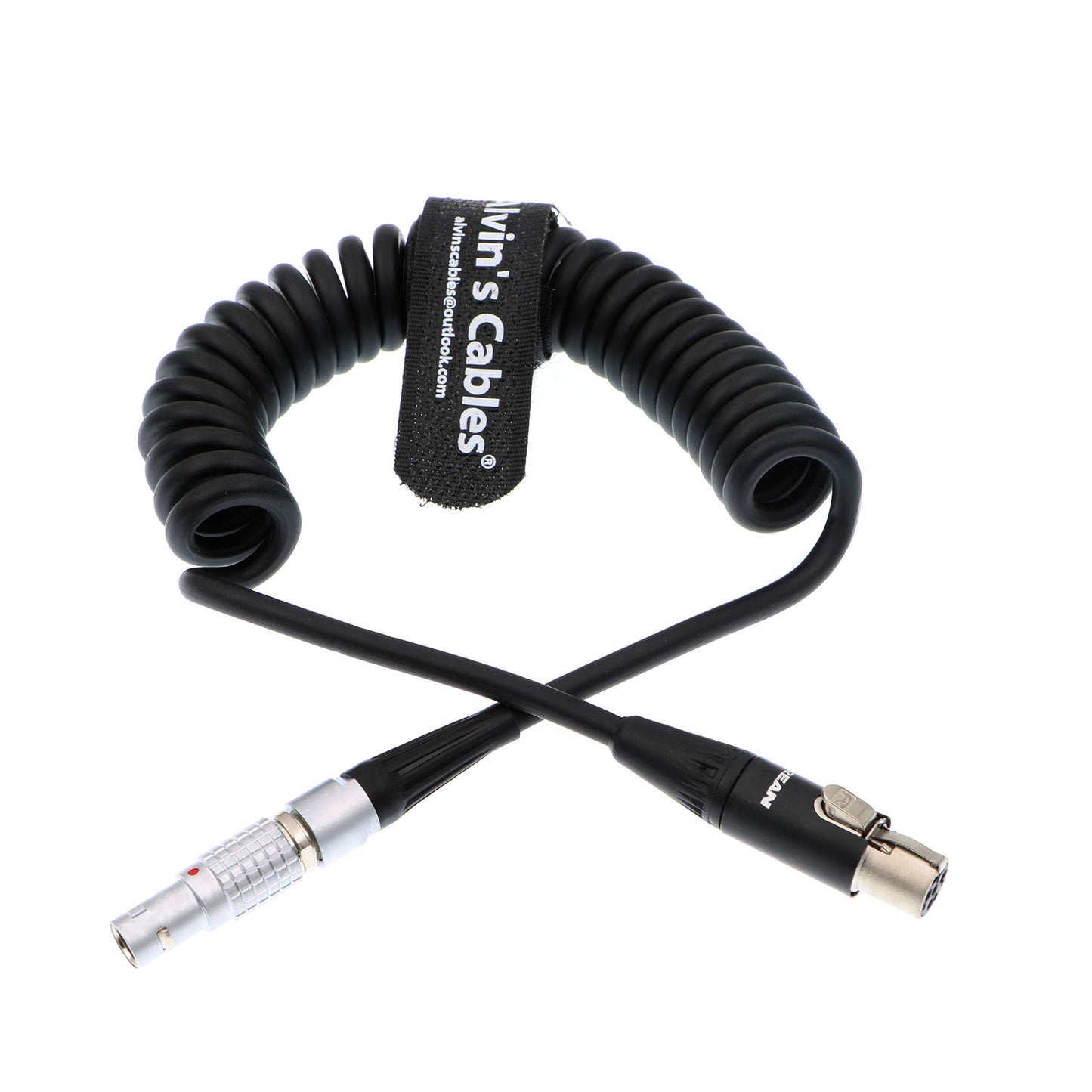 Alvin's Cables ARRI Z-CAM Camera 12V Power Cable for TV Logic Monitor 2 Pin Male to Mini XLR 4 Pin Female Coiled Cable
