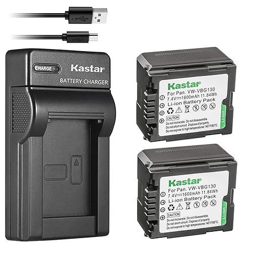 Kastar 2 Battery & Slim USB Charger Replacement for Panasonic VW-VBG070, VW-VBG130, VWVBG260 and SDR-H40, SDR-H80 Series, HDC-HS700, TM700, HS300
