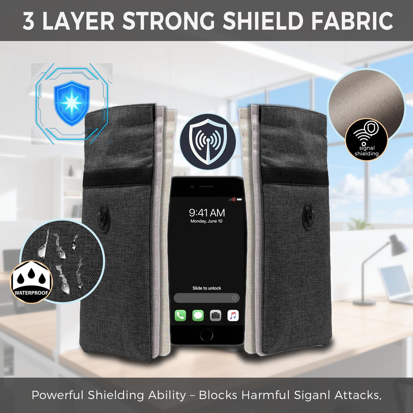 Tuulin Faraday Bags for Phones 2 Pack Go Dark Bags for Cell Phones, Signal Blocking Case, RFID Blocking Pouch for Privacy Protection