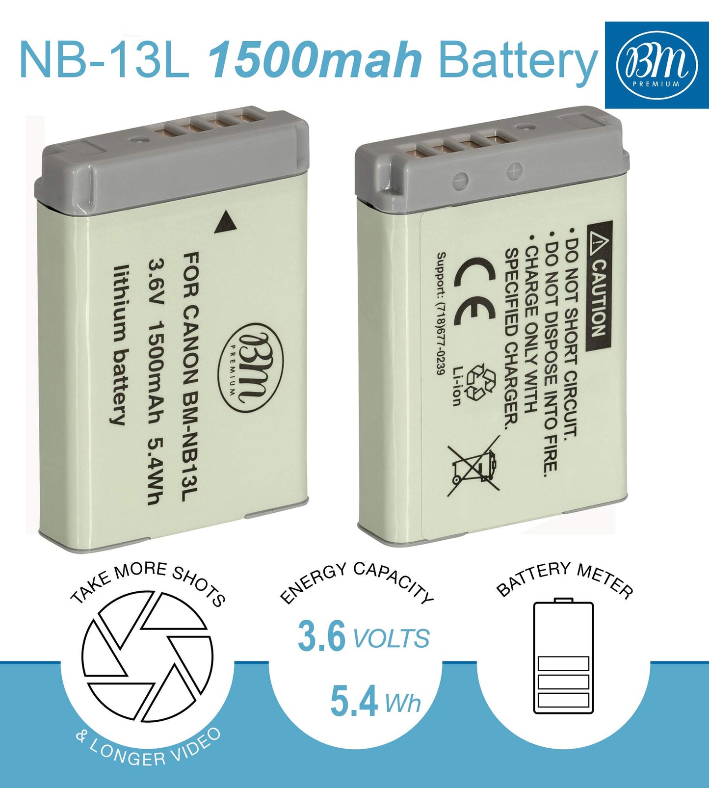 BM Premium NB-13L Battery and Battery Charger for Canon PowerShot SX740 HS, G1 X Mark III, G5 X, G5 X Mark II, G7 X, G7 X Mark II, G7 X Mark III, G9