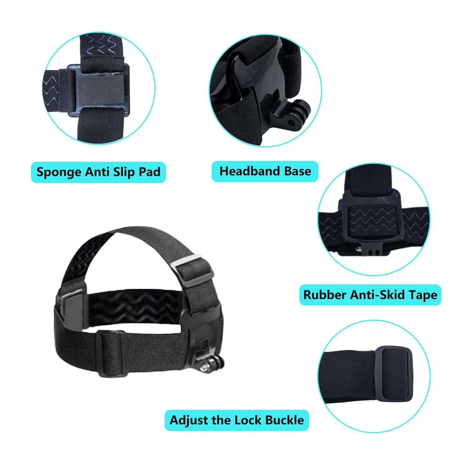 EIOYUMY Head Strap Mount Suitable for Pocket 3,GoPro Hero 13, 12, 11, 10, 9, 8, Insta360 X5, X4, X3,DJI Osmo Action Cameras