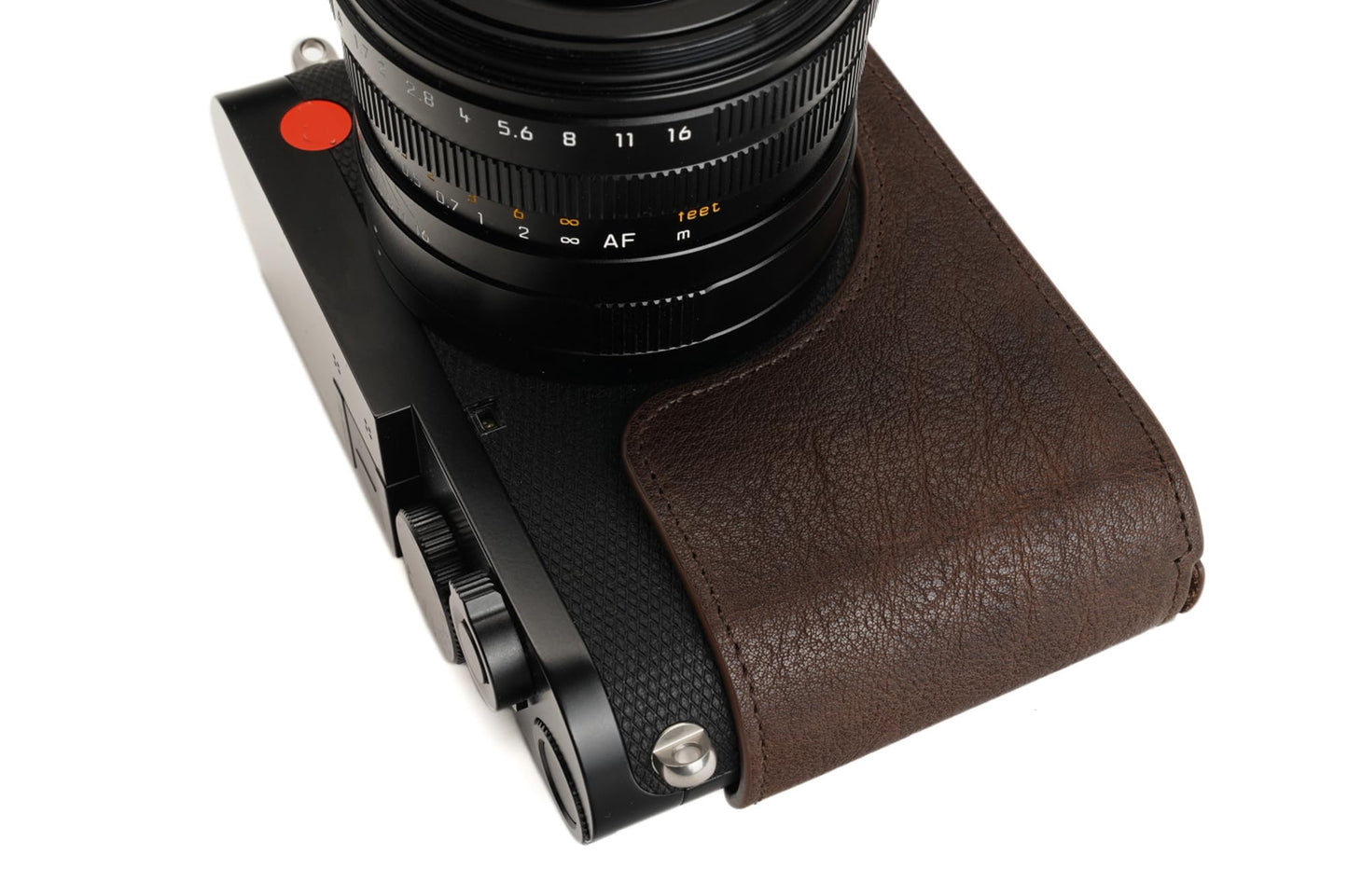 Handmade Genuine Real Leather Half Camera Case Bag Cover for Leica Q2 Coffee Color