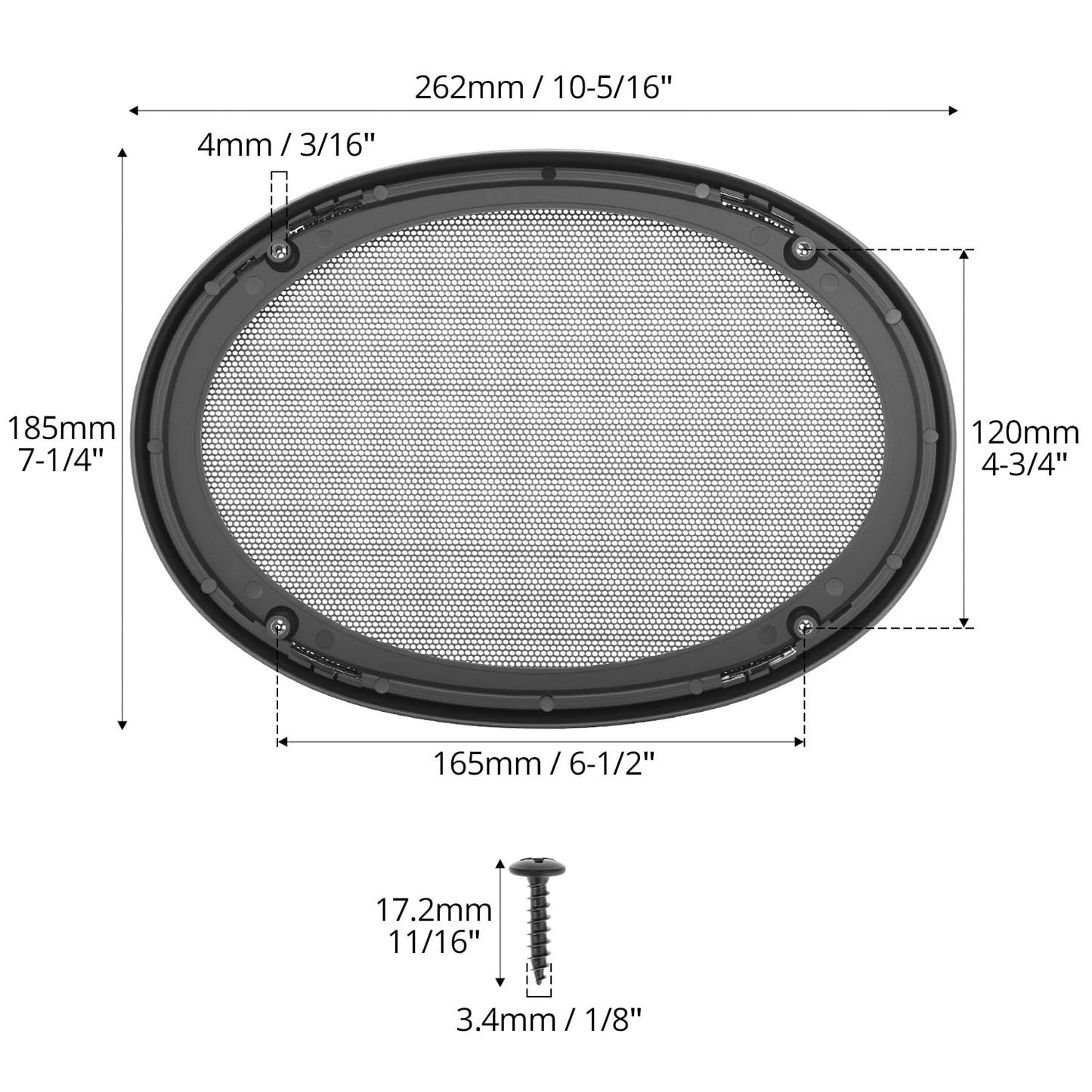 QWORK 6" x 9" Speaker Grill Covers with ABS Plastic Frame & Metal Mesh, Protect Subwoofers from Damage for DIY and Car Speakers, Includes Screws