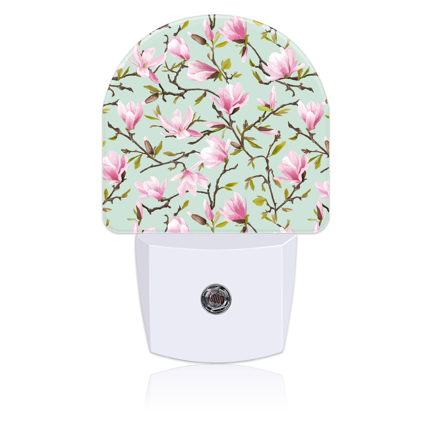 Uiaoiais Plug in Night Lights Magnolia Flowers and Leaves Nightlight Plug Into Wall Dusk to Dawn Sensor LED Night Light for Kid Girls Boys Room Decor