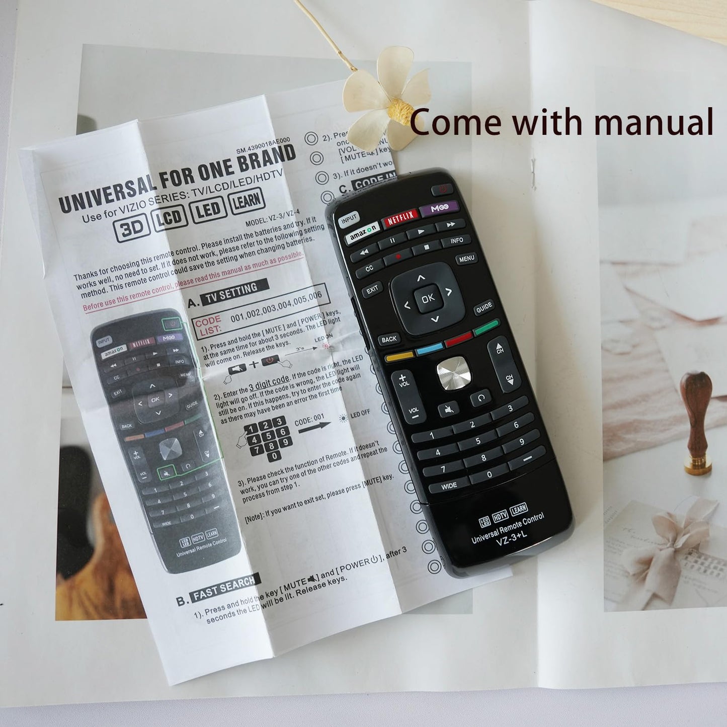 Universal Replacement Remote Control VZ-3+L Compatible for All VIZIO LED QLED LCD HDTV 4K UHD HDR SMARTCAST Smart TVs Models for VIZIO-TV-Remote