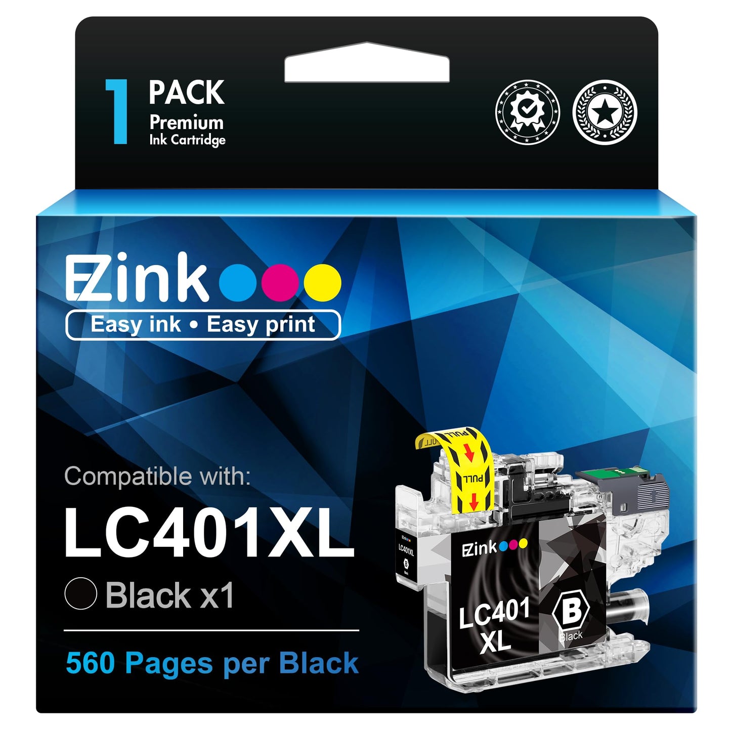 E-Z Ink Compatible Ink Cartridge Replacement for Brother LC401 XL LC401XL Ink Cartridge Use for MFC-J1010DW MFC-J1012DW MFC-J1170DW Printer (Black