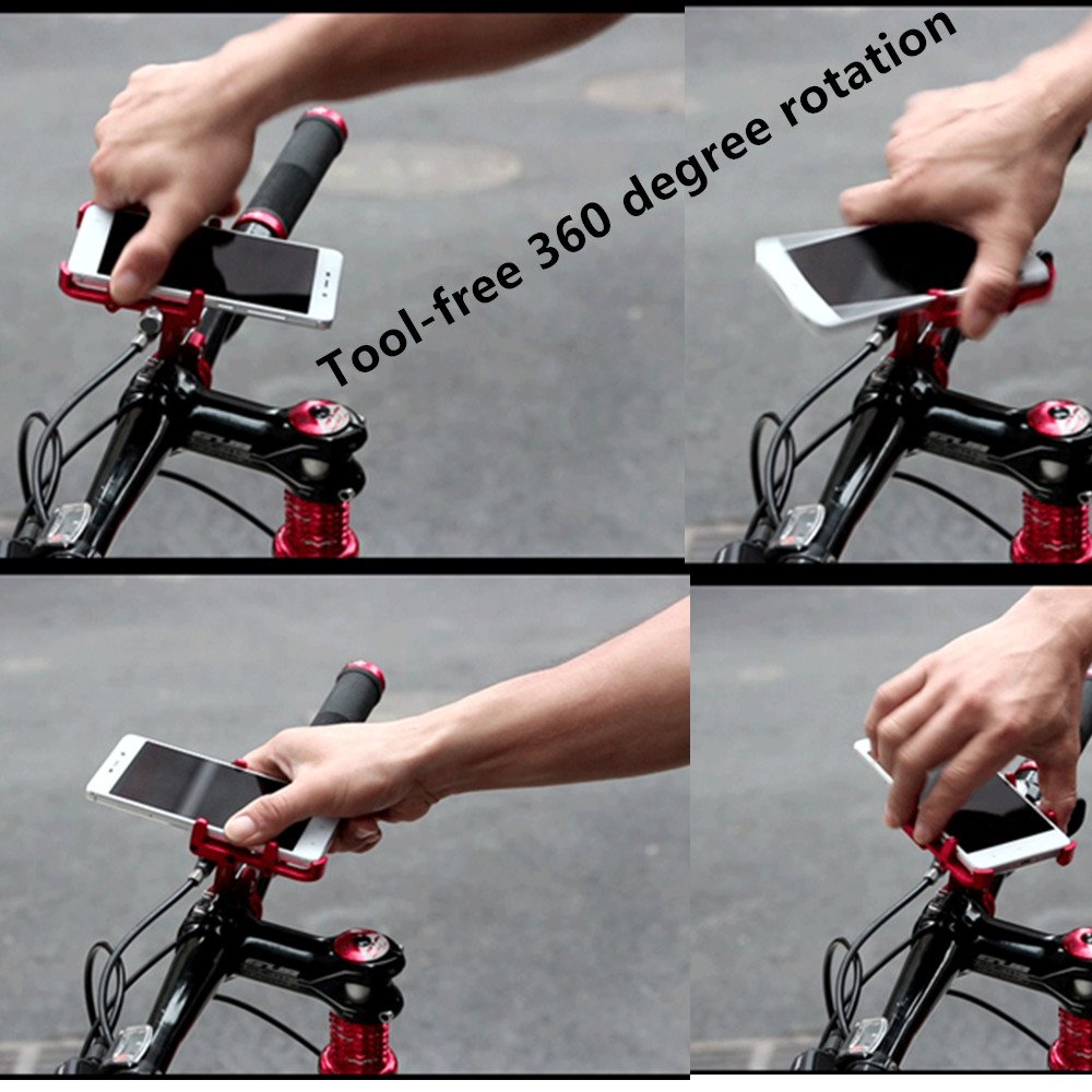 GUB Bicycle & Motorcycle Phone Mount - Aluminum Bike Phone Holder with 360°Rotation Adjustable Handlebar Phone Holder Compatible with iPhone Xs XR 8