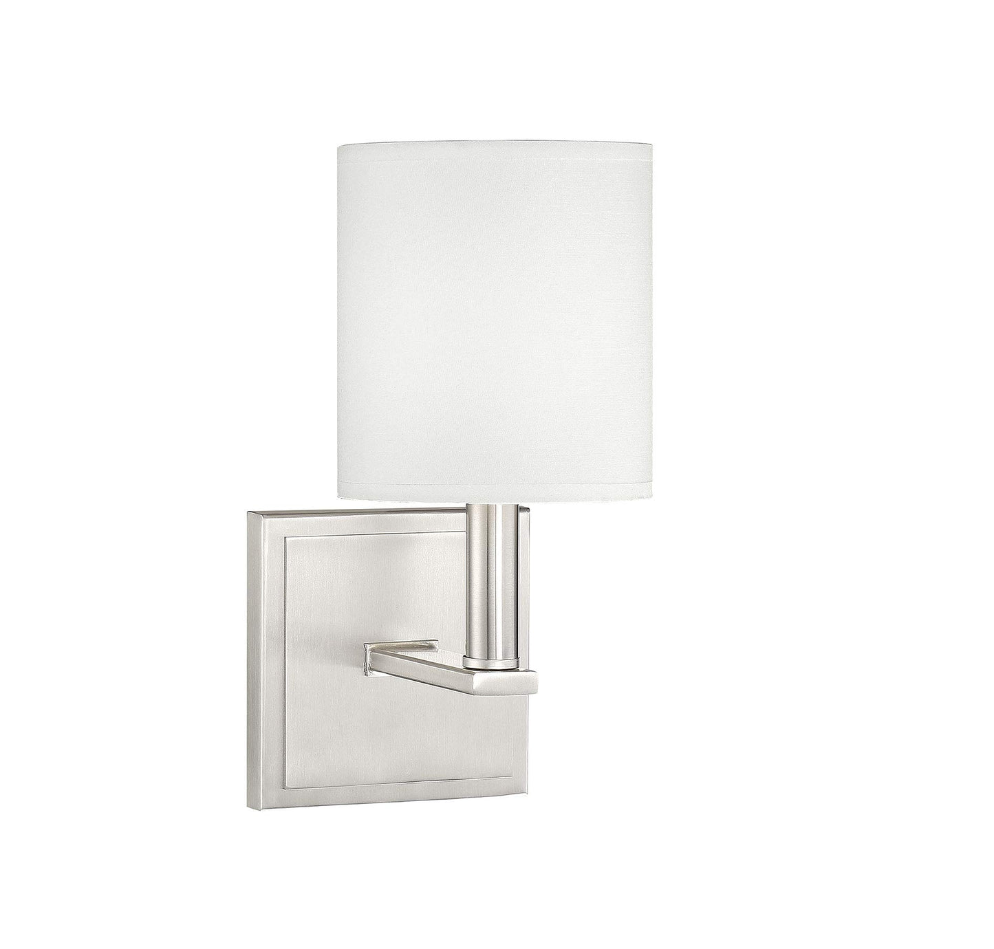 Savoy House 9-1200-1-SN Waverly Modern Farmhouse White Fabric Wall Sconce, 1-Light 60 Watt, 11" H x 5" W, Satin Nickel