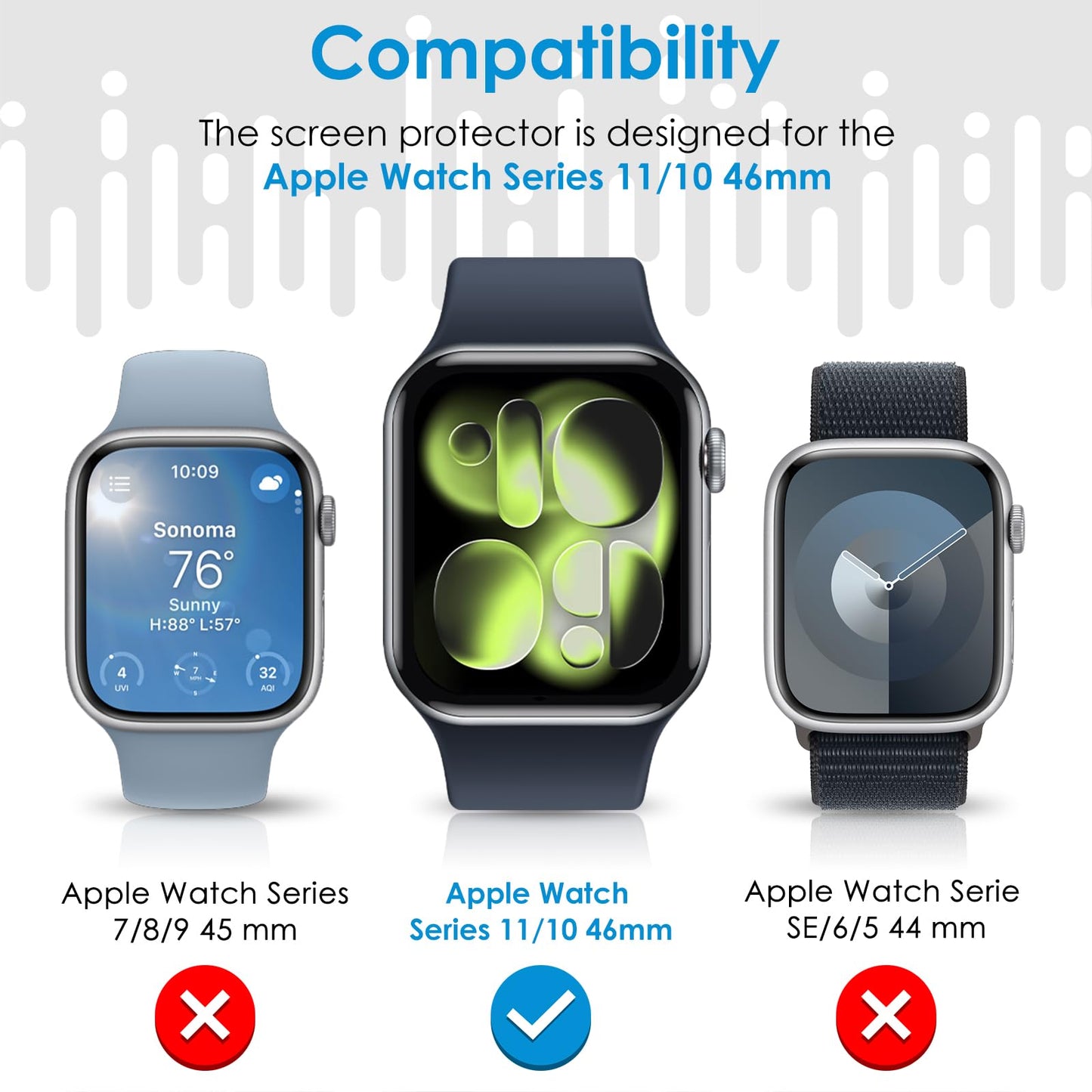 UniqueMe 8 Pack for Apple Watch Screen Protector 42/45mm