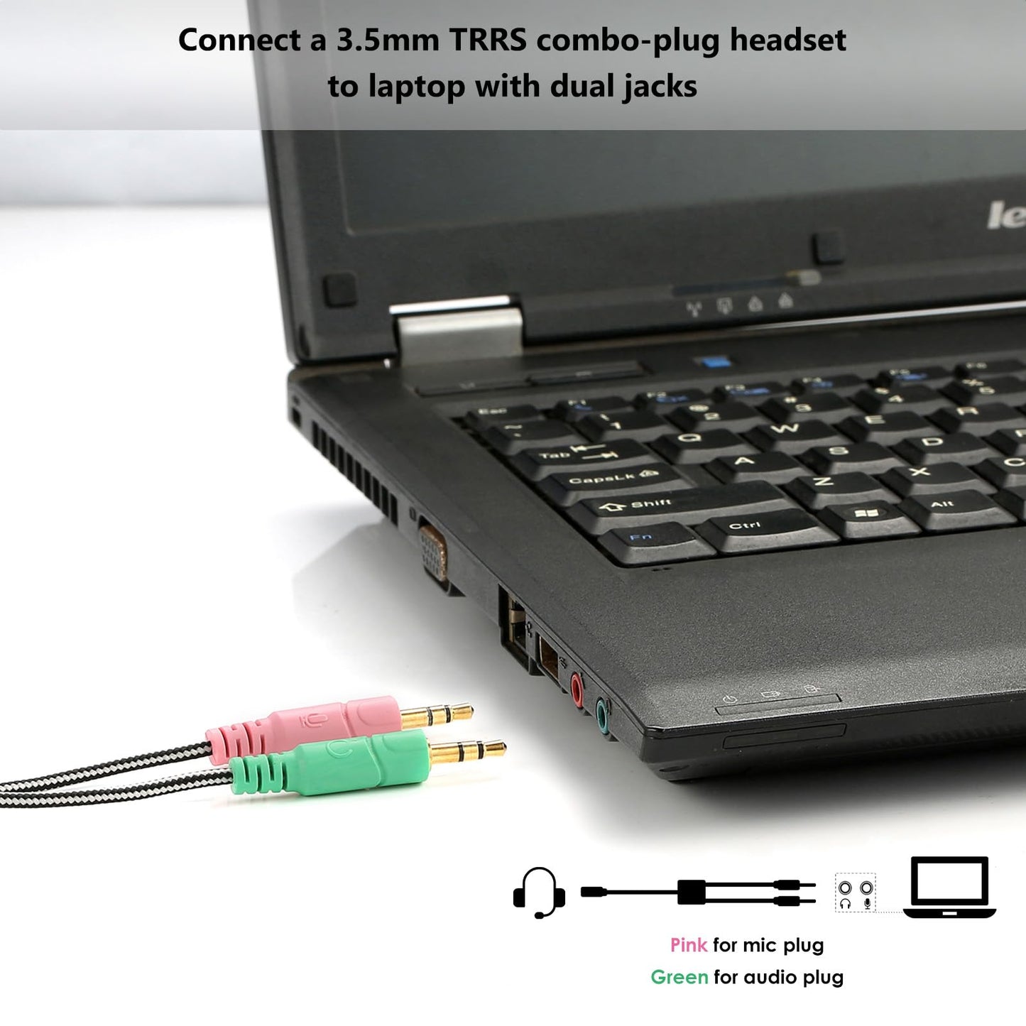 MillSO Headphone Splitter for Computer CTIA 3.5mm TRRS Female to Dual TRS Male Mic Audio Jack Y Adapter Headset Splitter Cable for PC Laptop to Gaming
