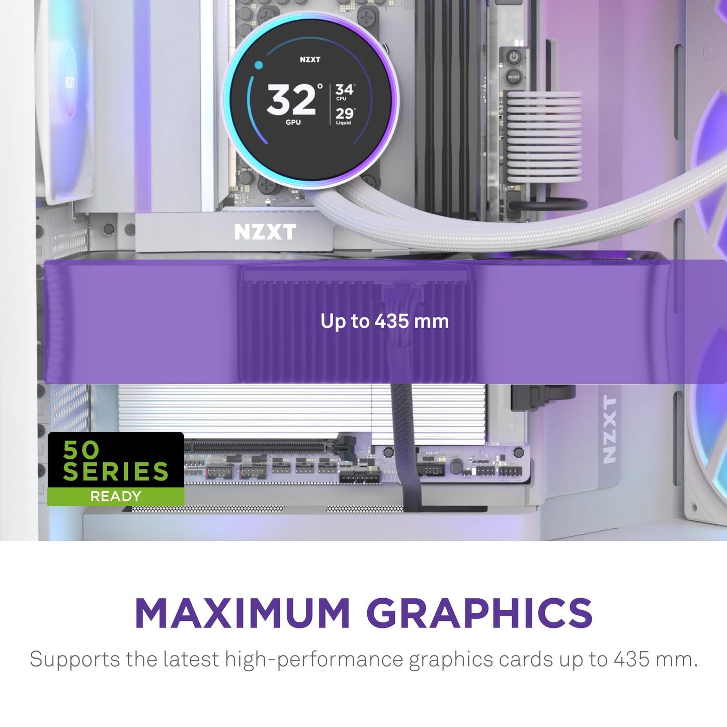 NZXT H9 Flow RGB (2025) - Large Dual-Chamber ATX Mid-Tower Airflow PC Case - Includes 1 x 420mm RGB Fan Unit & 1 x 120mm Fan - 420mm Radiator Support