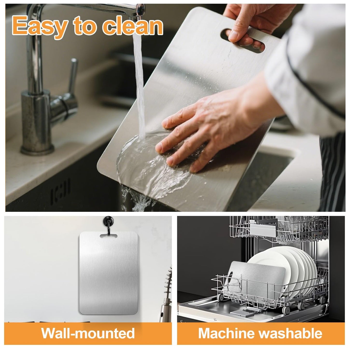 100% Pure Titanium Cutting Boards for Kitchen, Titanium Cutting Board Set of 3, 2025 New Food-Grade Chopping Board for Easy to Clean and Will Not Abso