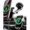 Bracketron PwrUp 15W Qi Fast Wireless Car Charger Mount - Dashboard, Windshield & Air Vent Phone Holder with Automatic Clamping, USB-C Cable
