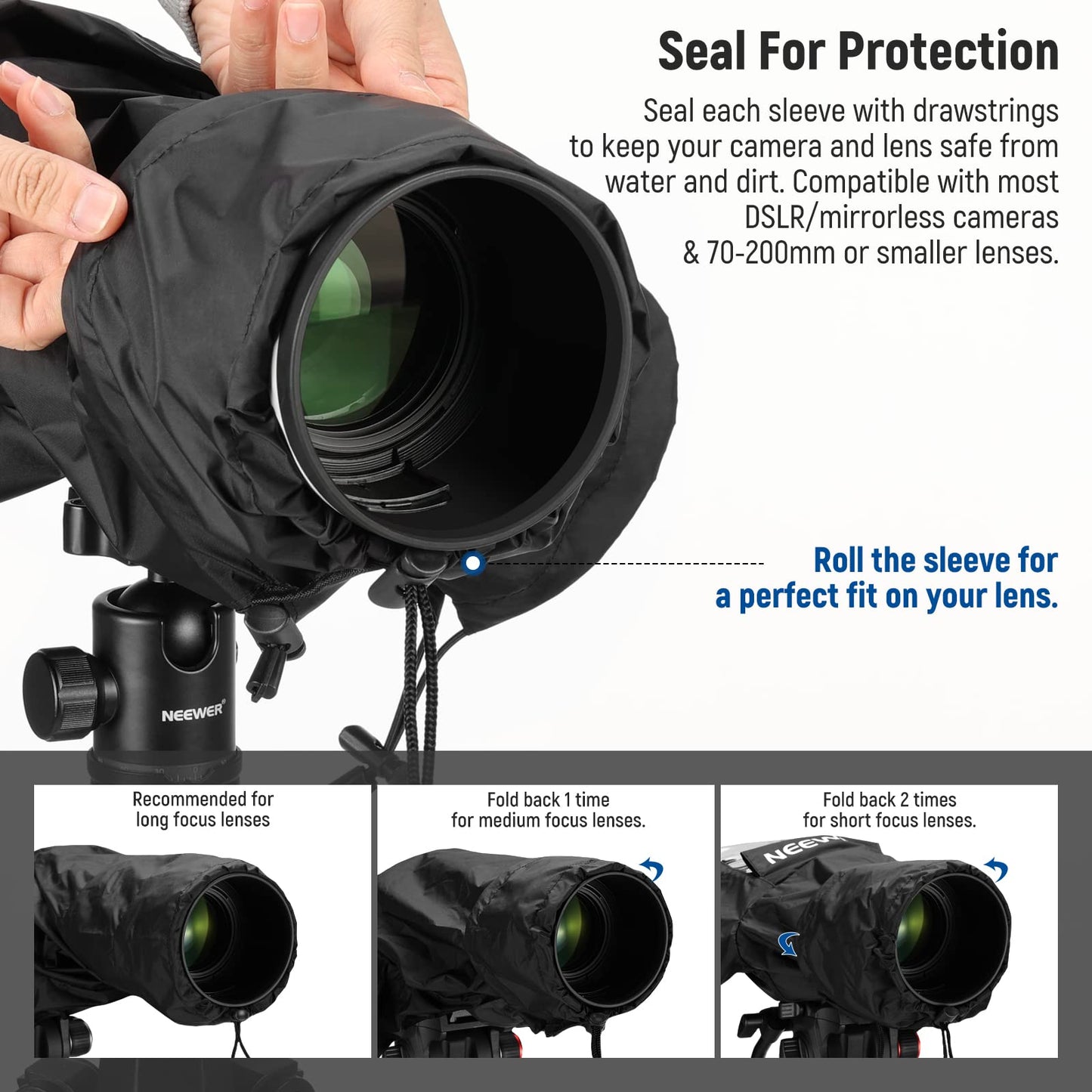 NEEWER Camera Rain Cover, Small Size Durable Nylon Raincoat Compatible with Canon Sony Nikon DSLR Mirrorless Vlog Camera & Lenses Within 200mm,